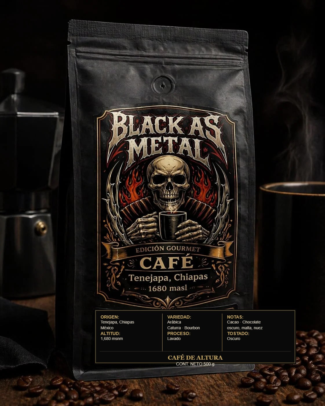 Black as Metal Coffee 500g - café de altura de Tenejapa, Chiapas